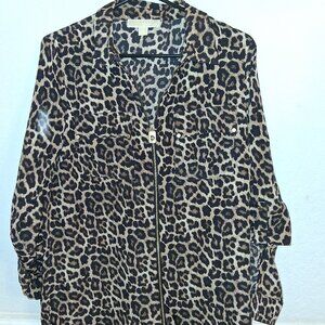 Michael Kors Animal Print Blouse Size M